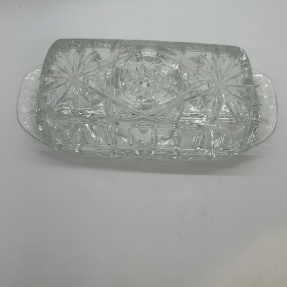 Vintage Anchor Hocking Glass Butter Dish EAPC Star Of David - Picture 6 of 12